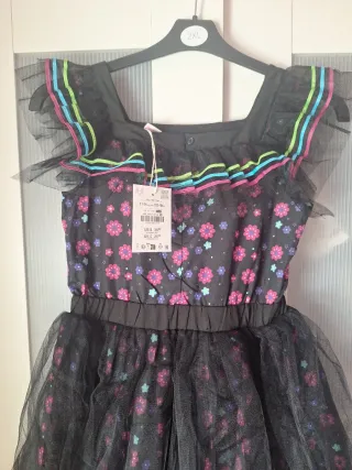Vestido niña flores tul negro