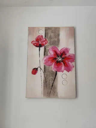 Lienzo grande vertical Flores Acrílico Madera