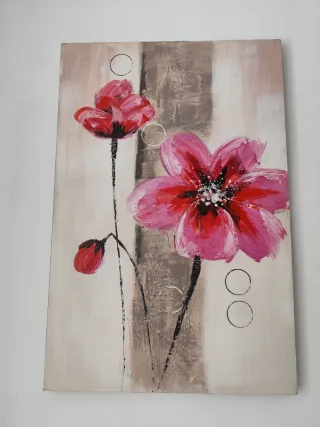 Lienzo grande vertical Flores Acrílico Madera