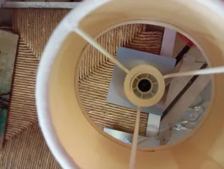 Coppia di abat-jour in tessuto e metallo