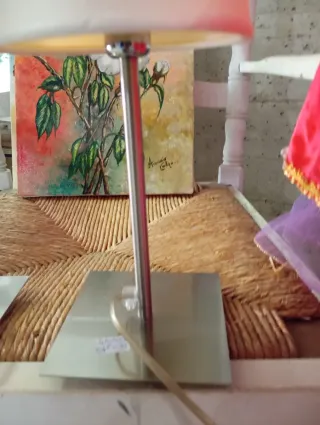 Coppia di abat-jour in tessuto e metallo