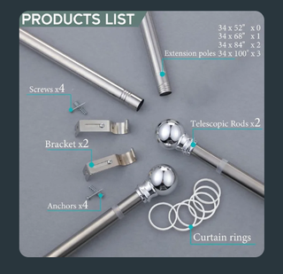 Lote 2 Barras Cortina DE Metal