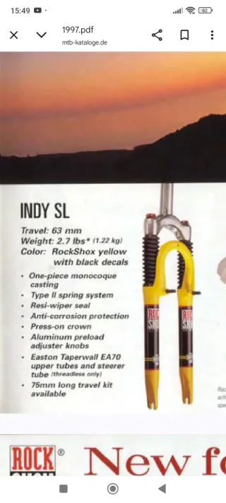 Horquilla Rock Shox Indy SL 26"