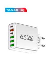 Cargador múltiple 65W 4 USB +2 Tipo C Blanco NUEVO