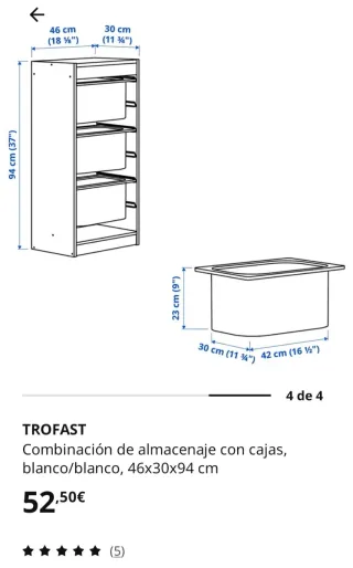 2 Muebles Ikea Trofast blanco almacenaje con cajas