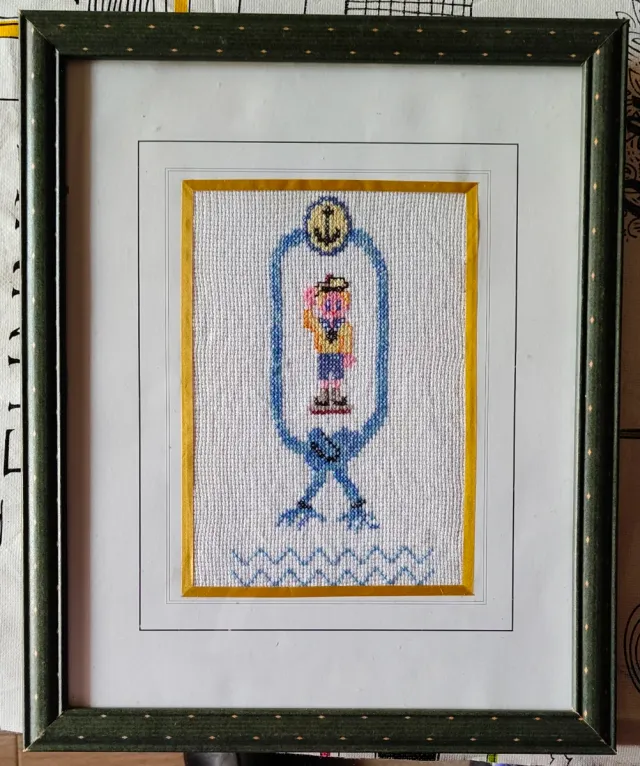 Cuadro bordado marinero ancla