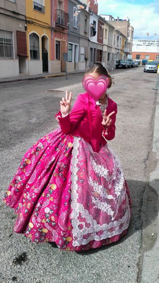 Traje de Fallera Niña Rosa