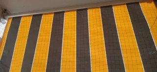Toldo Rayas Gris y Amarillo