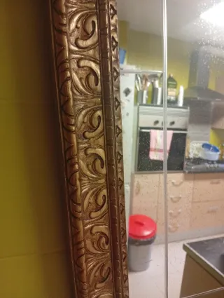 Espejo antiguo dorado marco madera