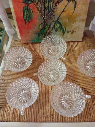 Servizio 6 piattini in vetro