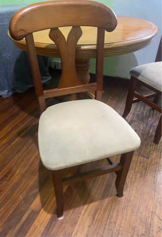 Mesa extensible + 4 sillas, madera maciza, comedor