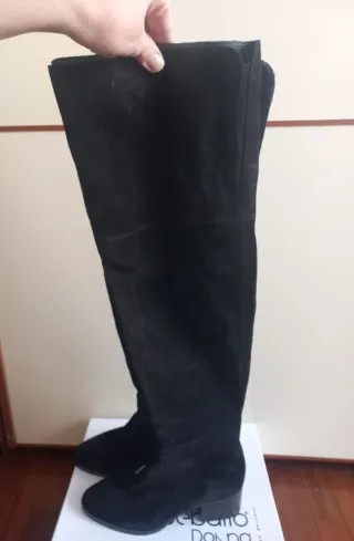 Stivali neri scamosciati VERA PELLE sopra ginocc