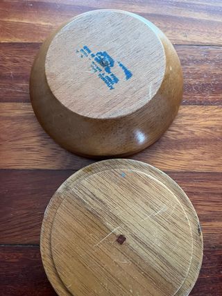 Cuenco decorado madera y cerámica