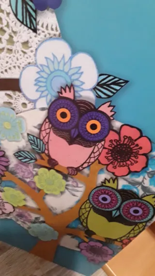 Cuadro Decorativo Búhos Multicolor