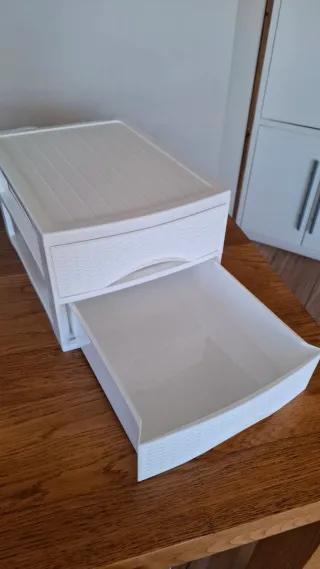 Cajonera Plástico Efecto Ratan Blanca NUEVA