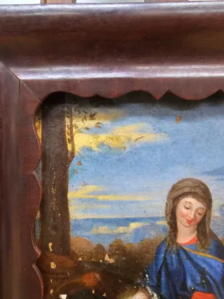 Óleo Virgen con Niño S. XVII