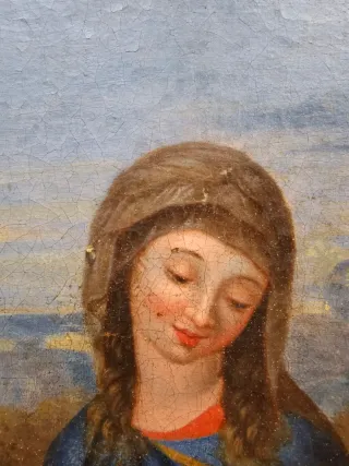 Óleo Virgen con Niño S. XVII