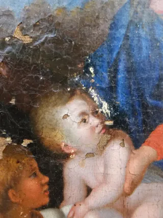 Óleo Virgen con Niño S. XVII