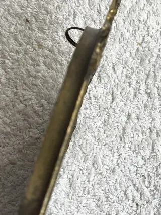 CUADRO OVALADO ANTIGUO METAL Y TELA MADE IN ITALY