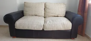 Divano a 2 posti in tessuto e pelle