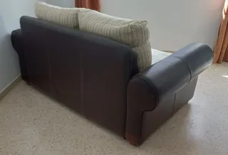 Divano a 2 posti in tessuto e pelle