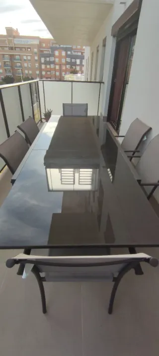 Mesa y 6 sillas terraza aluminio