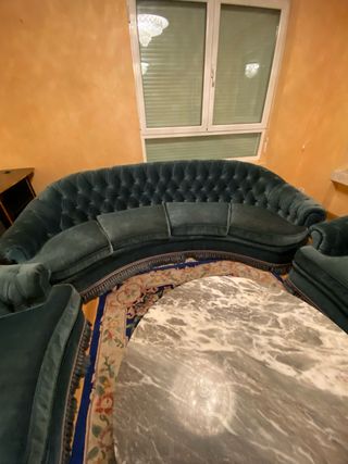 Sofá 4 plazas y 2 sillones terciopelo