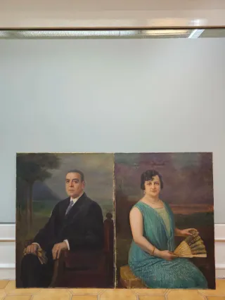 Pareja de retratos al óleo Francisco Sans Castaño