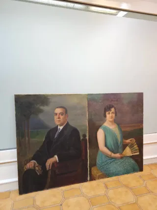 Pareja de retratos al óleo Francisco Sans Castaño