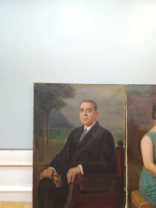 Pareja de retratos al óleo Francisco Sans Castaño