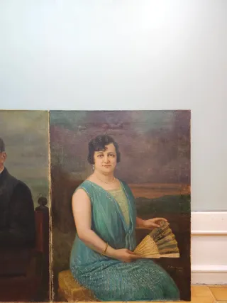 Pareja de retratos al óleo Francisco Sans Castaño