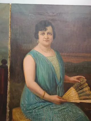 Pareja de retratos al óleo Francisco Sans Castaño