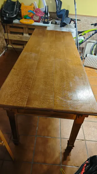 Mesa de roble rústica grande