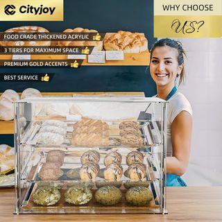 Vitrina de panadería de 3 bandejas con puertas tra