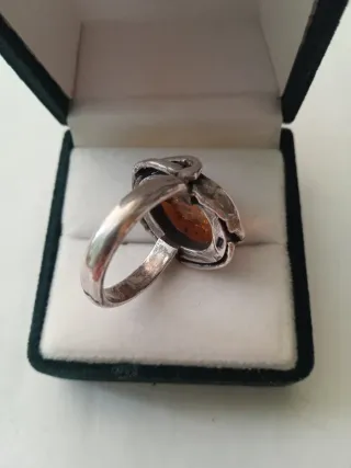 Anillo Plata y Ámbar Vintage