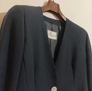 Blazer Lana Vergine Vintage Blu Rebecca