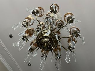 Lámpara de techo antigua grande dorada