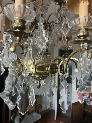 Lámpara de techo antigua grande dorada