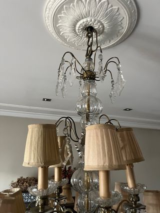 Lámpara de techo antigua grande dorada