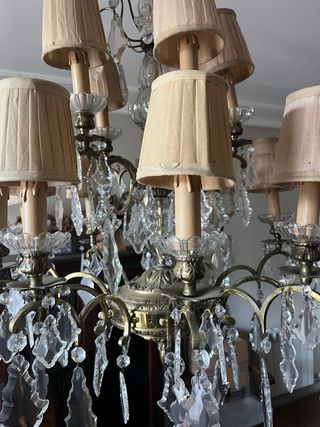 Lámpara de techo antigua grande dorada