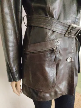 Chaqueta de piel marrón mujer Talla 48. Vintage.