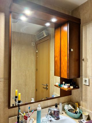 Mueble de baño completo madera y cristal