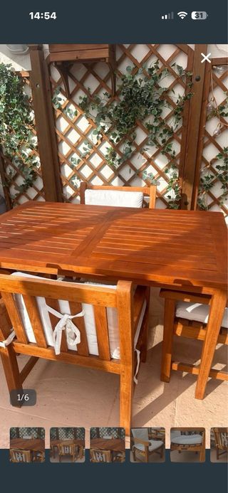 Carrito de madera para terraza, mesa centro y mesa