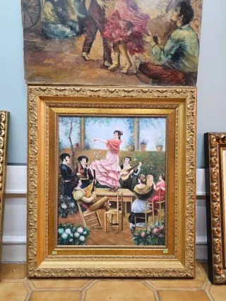 Lote de 4 óleos costumbristas