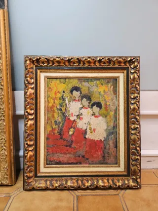 Lote de 4 óleos costumbristas