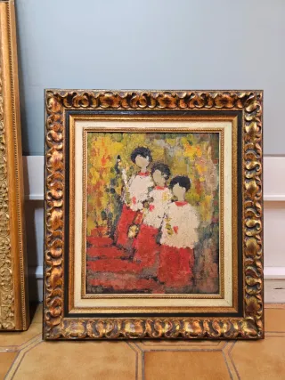 Lote de 4 óleos costumbristas