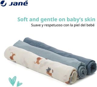 Jané Pack de 3 Muselinas Multiusos, Lactancia, Tej