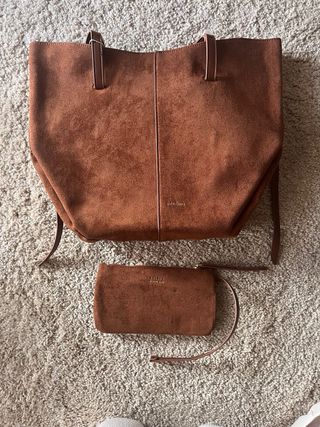 Bolsa Polene em Camurça Cognac