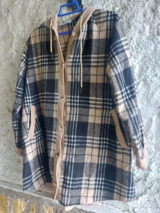Chaqueta cuadros beige y negro