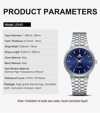 Reloj Lendin Hombre Azul y Plateado